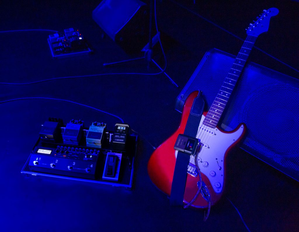 Pedalboard and guitar