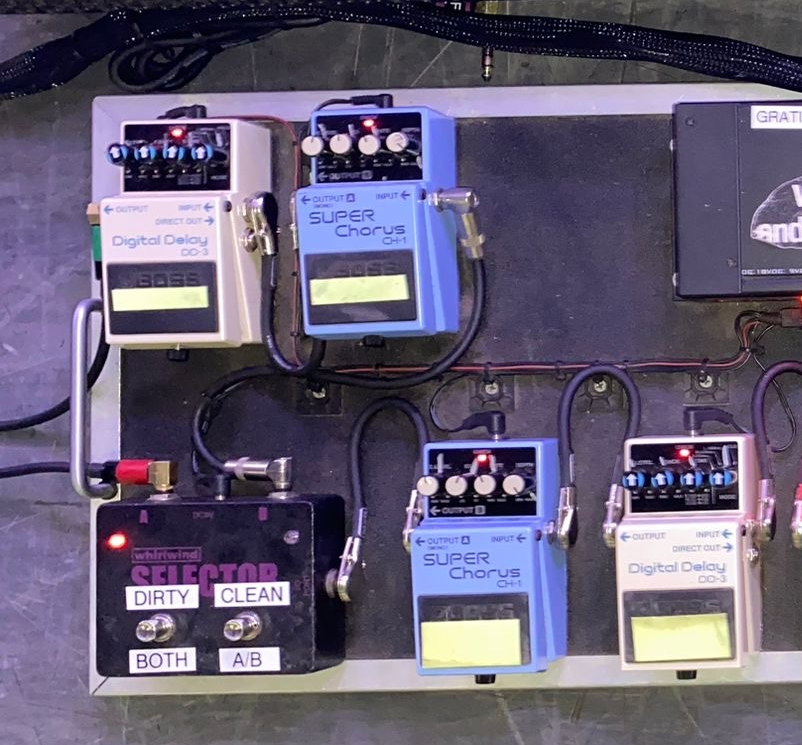 BOSS DD-3 Digital Delay CH-1 Super Chorus compact pedals on Jane's Addiction guitarist Dave Navarro's pedalboard.