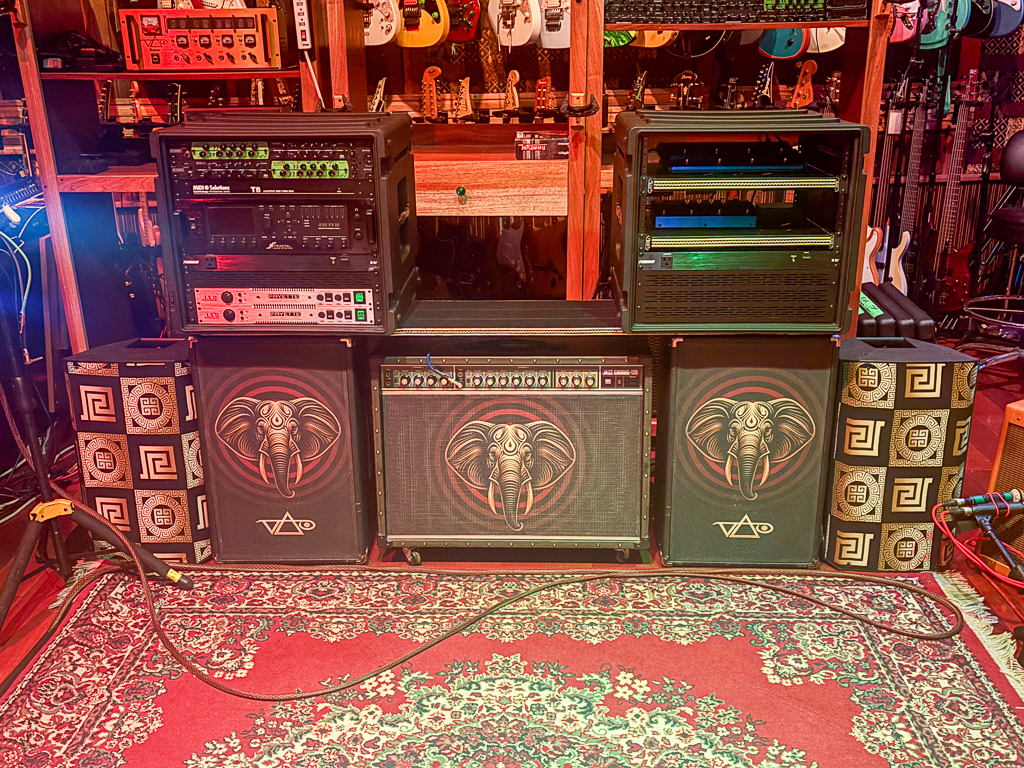 Steve Vai's BEAT tour rig in rehearsal space