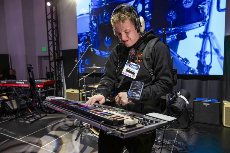 ARIatHOME performing on the BOSS stage at NAMM