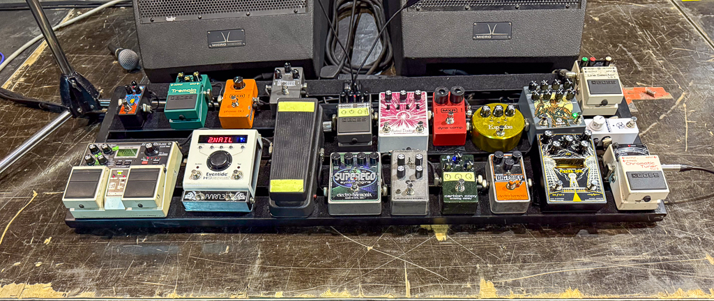 Mogwai guitarist and vocalist Stuart Braithwaite's pedalboard.