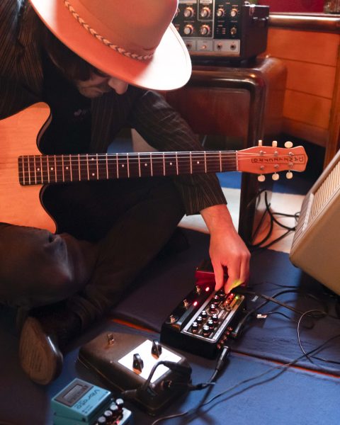 Alessandro "Asso" Stefana with Roland RE-301 Chorus Echo, BOSS VB-2W Vibrato, and BOSS RE-202 Space Echo