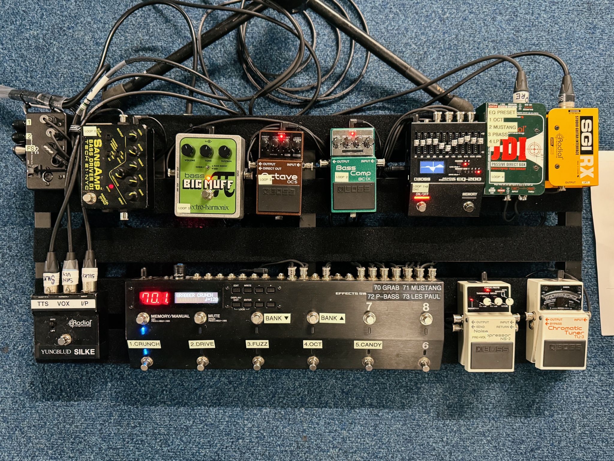 Yungblud bassist Silke Blansjaar pedalboard June 2025