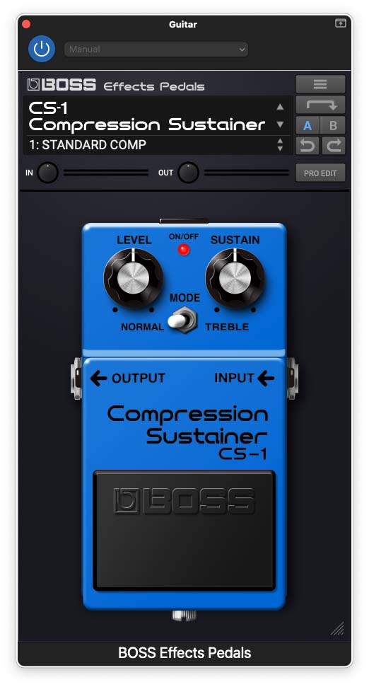 BOSS Effects Pedals plug-ins, CS-1 Compression Sustainer