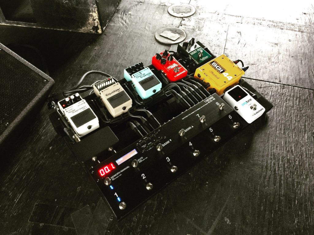 A pedalboard built by Rowbotham for Good Charlotte guitarist/vocalist Benji Madden