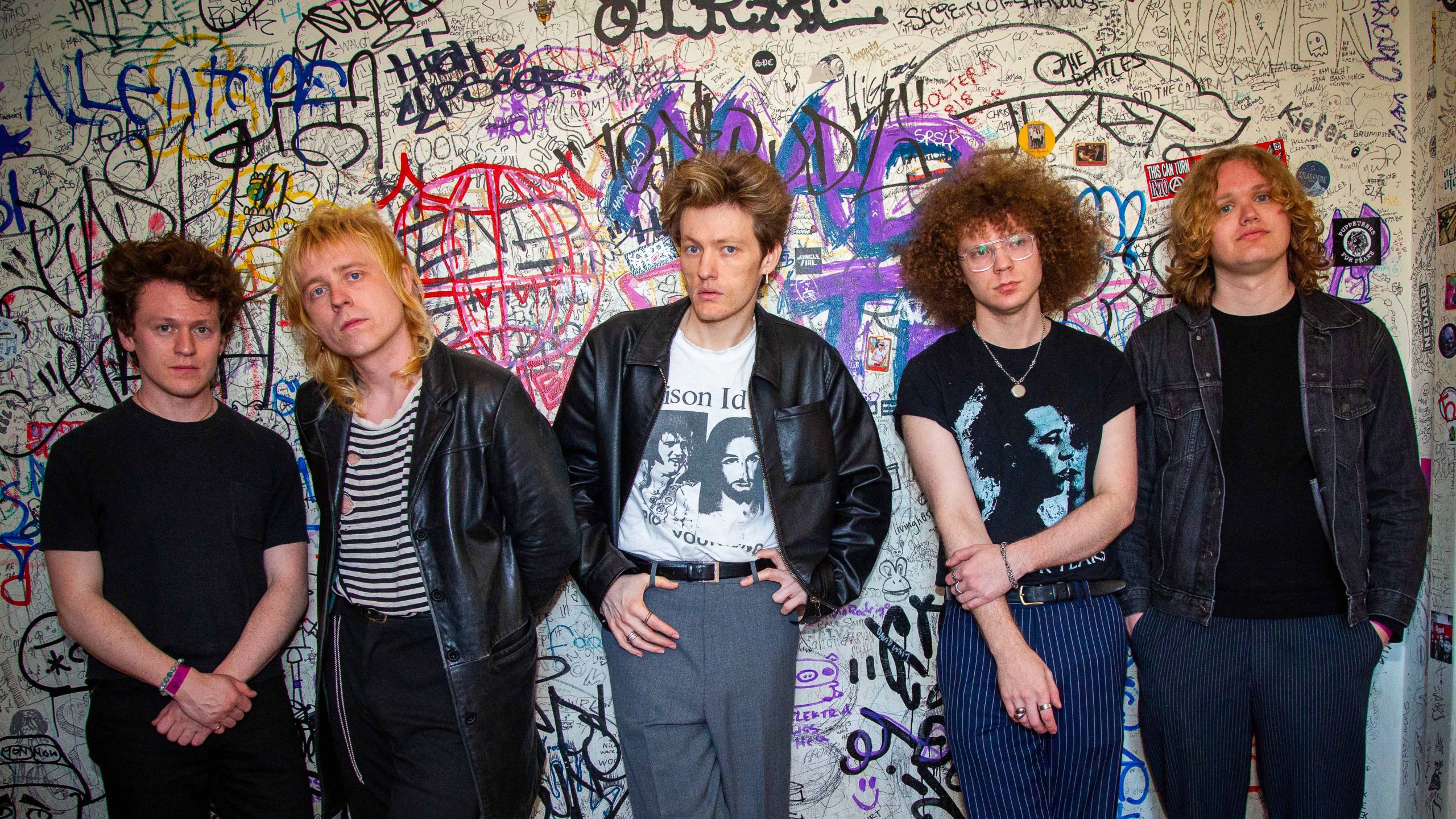 Brigitte Calls Me Baby (L-R): drummer Jeremy Benshish, guitarist Jack Fluegel, singer Wes Leavins, bassist Devin Wessels, and touring guitarist Dylan Barnett. pictured at Lodge Room, Los Angeles, April 30, 2026
