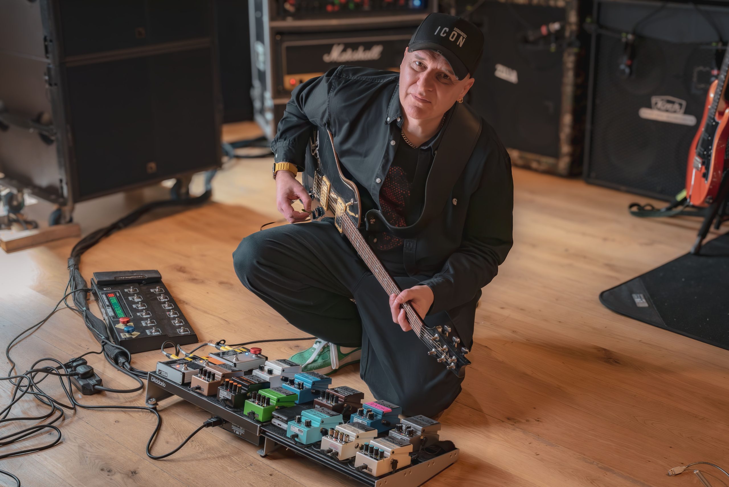 Skunk Anansie guitarist Ace and BOSS pedalboard