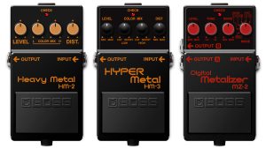 BOSS HM-2 Heavy Metal, HM-3 HYPER Metal, and MZ-2 Digital Metalizer