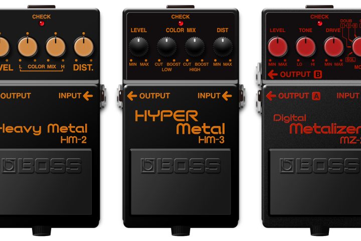 BOSS HM-2 Heavy Metal, HM-3 HYPER Metal, and MZ-2 Digital Metalizer